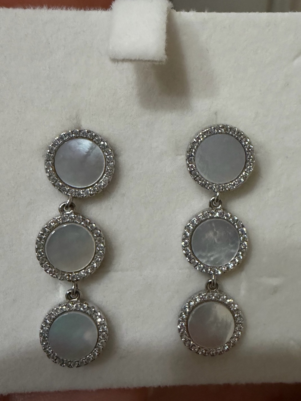 Sterling Silver Triple Drop Mother-of-Pearl Earrings